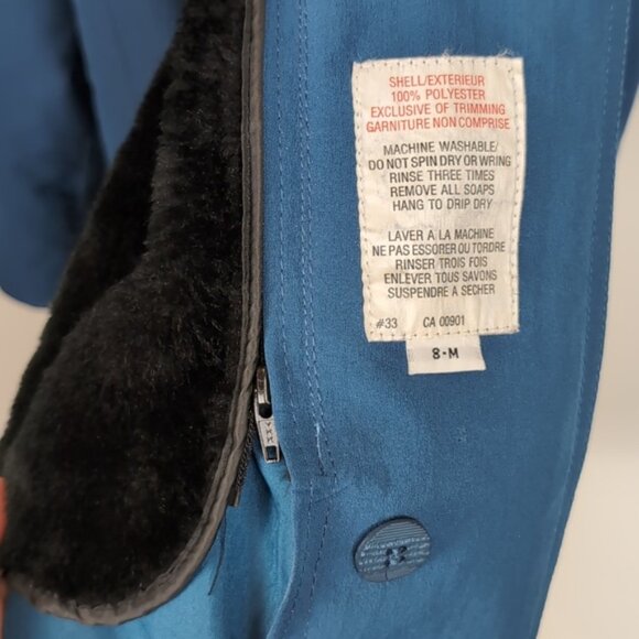 London Fog Hooded Trench Coat Thick Removable Fleece Teal Blue Womens Size 8 - Picture 12 of 15